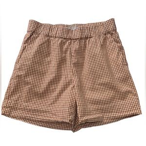 EVERLANE The Easy Short in Orange/White Gingham Print | Size 8